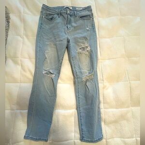 Judy blue size 30 distressed light wash jeans.